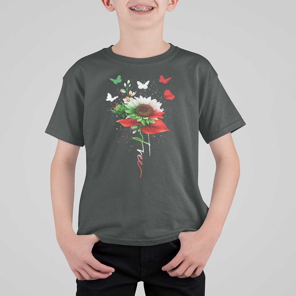 Free Iran Protest T Shirt For Kid Sunflower Flag
