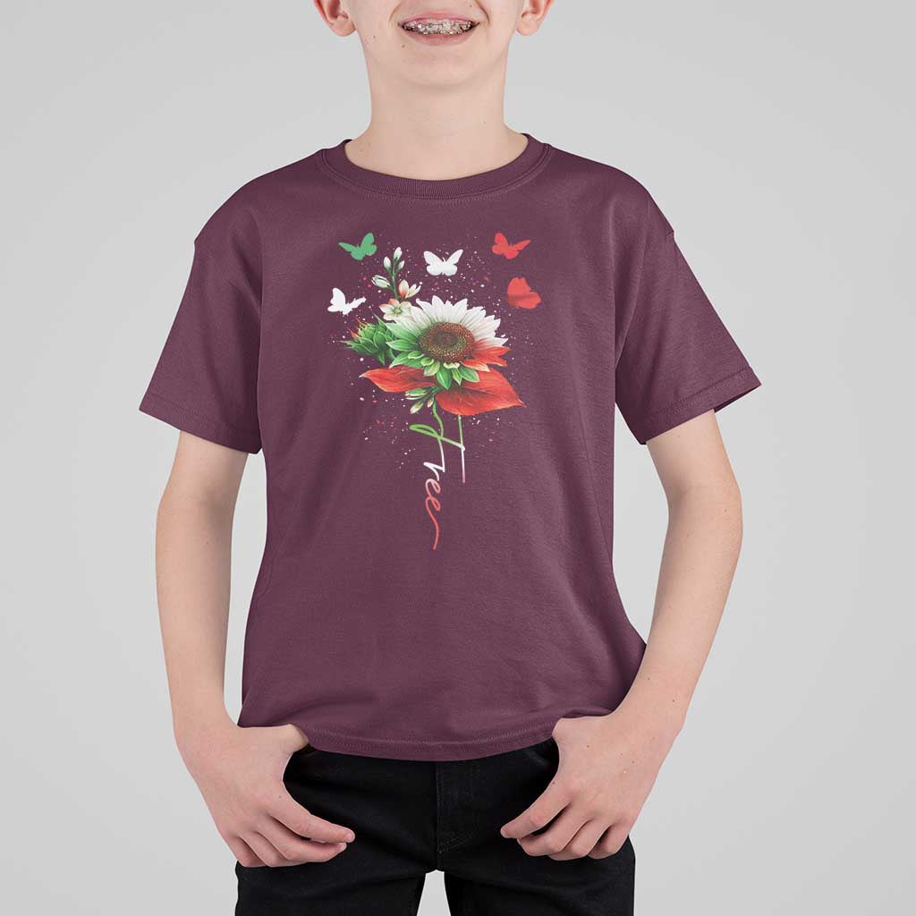 Free Iran Protest T Shirt For Kid Sunflower Flag
