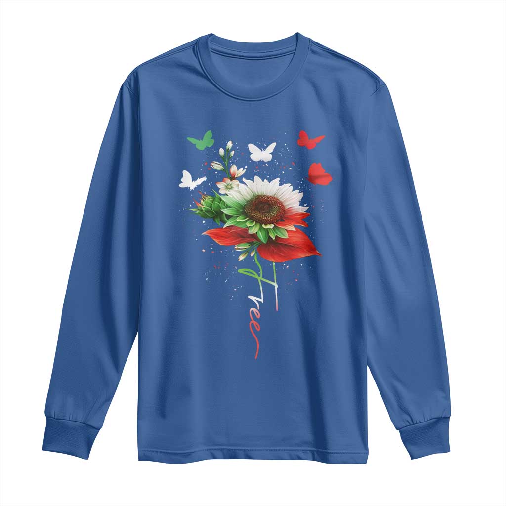 Free Iran Protest Long Sleeve Shirt Sunflower Flag