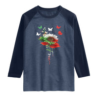 Free Iran Protest Raglan Shirt Sunflower Flag