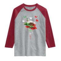 Free Iran Protest Raglan Shirt Sunflower Flag