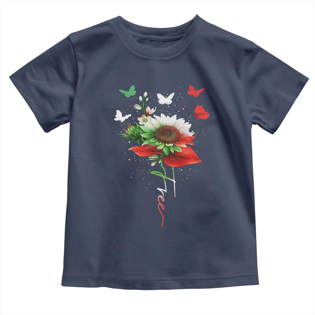 Free Iran Protest Toddler T Shirt Sunflower Flag