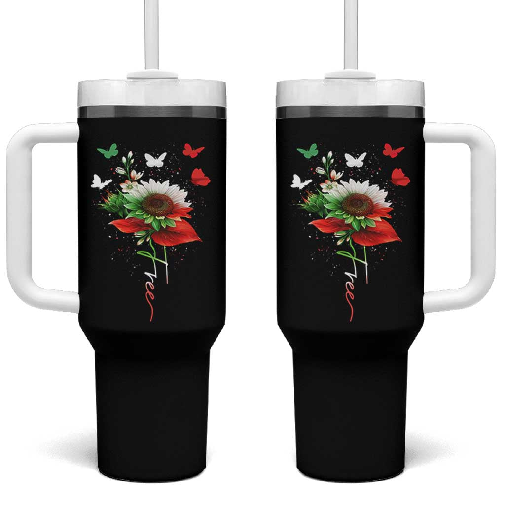 Free Iran Protest Tumbler With Handle Sunflower Flag