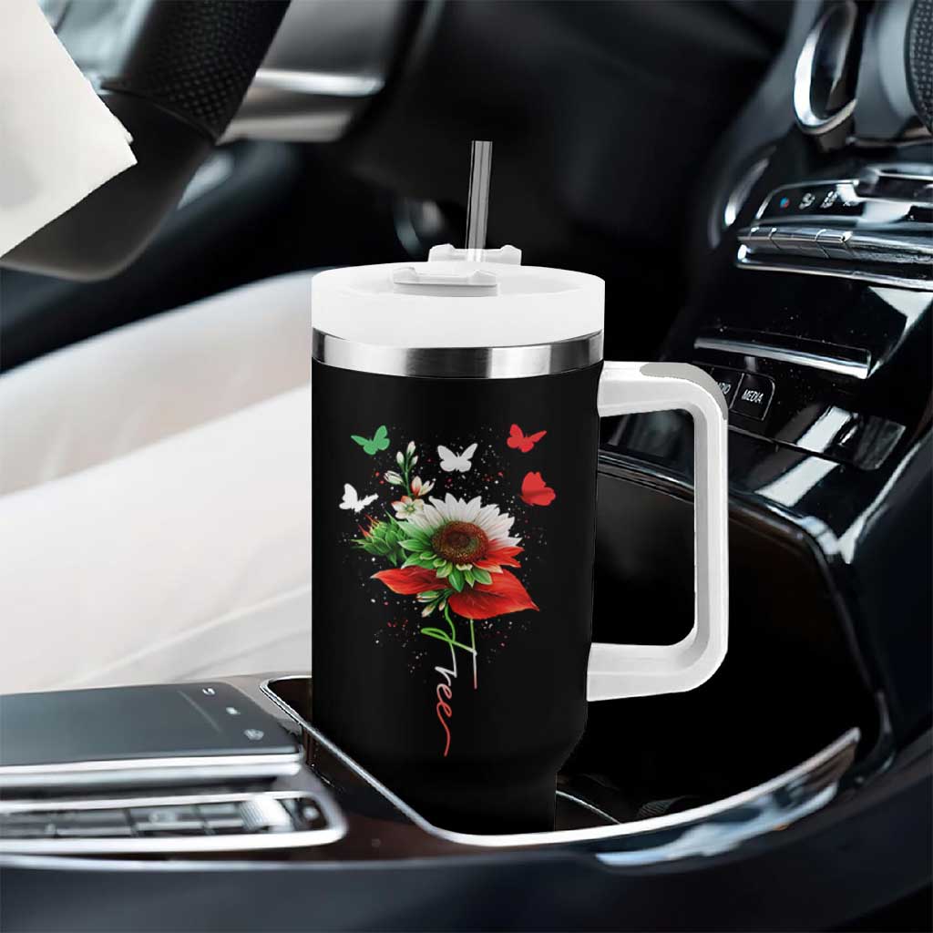 Free Iran Protest Tumbler With Handle Sunflower Flag