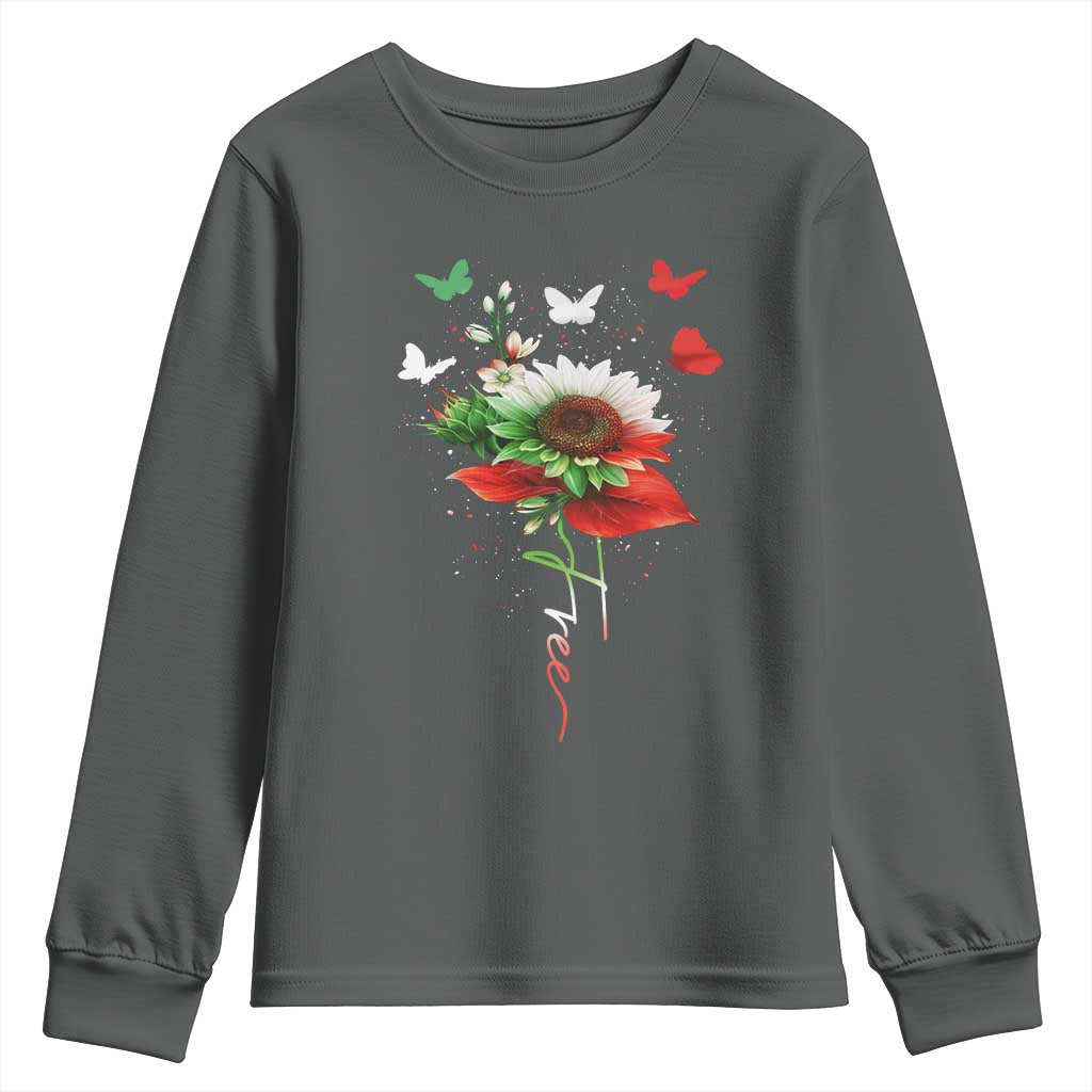 Free Iran Protest Youth Sweatshirt Sunflower Flag