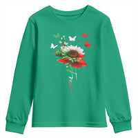 Free Iran Protest Youth Sweatshirt Sunflower Flag