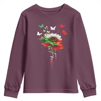 Free Iran Protest Youth Sweatshirt Sunflower Flag