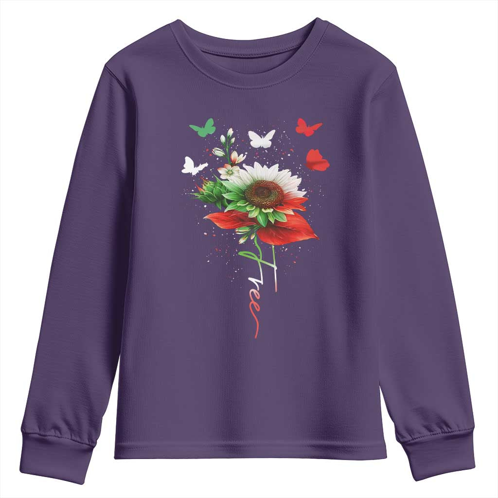 Free Iran Protest Youth Sweatshirt Sunflower Flag