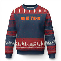 New York Ugly Christmas Sweater Vintage Varsity Sports Throwback Design