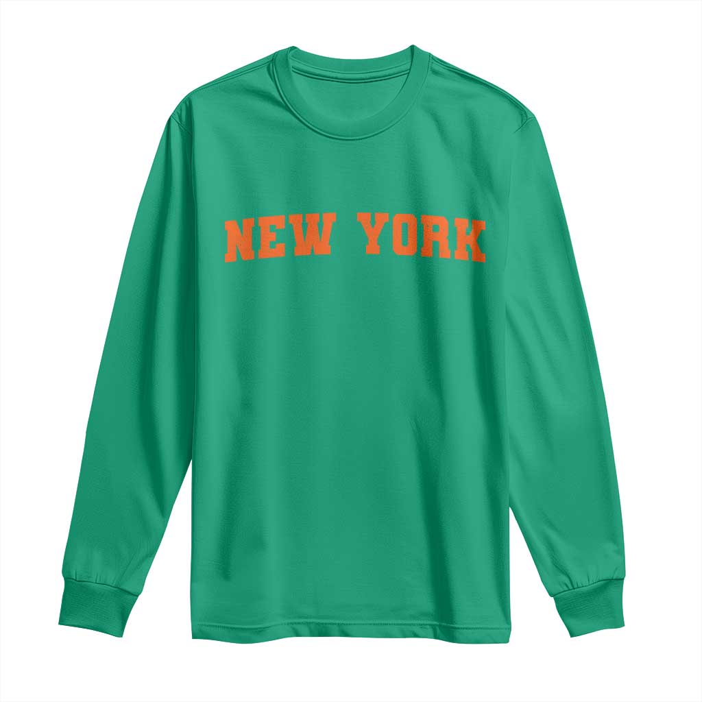 New York Long Sleeve Shirt Vintage Varsity Sports Throwback Design