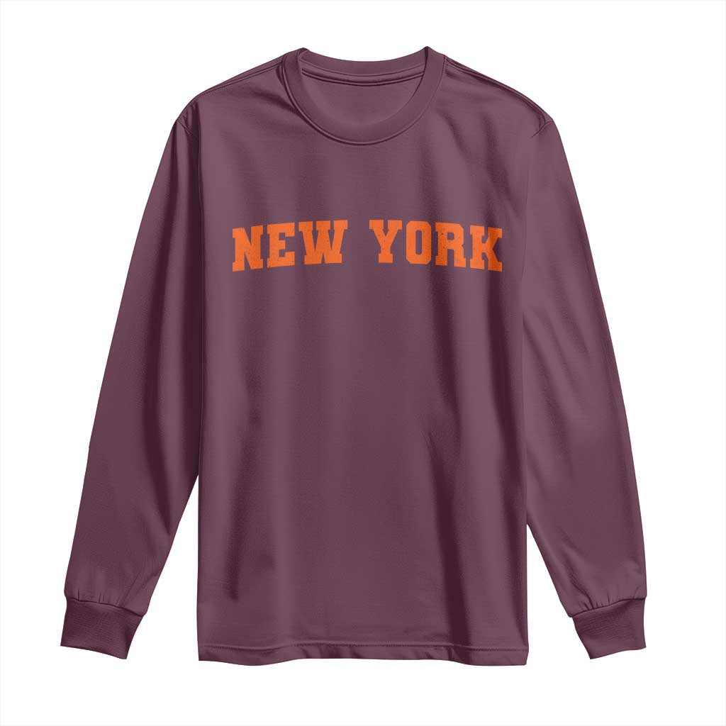 New York Long Sleeve Shirt Vintage Varsity Sports Throwback Design