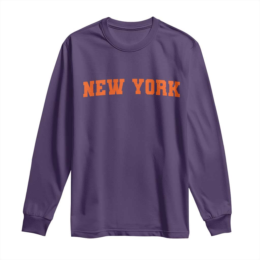 New York Long Sleeve Shirt Vintage Varsity Sports Throwback Design