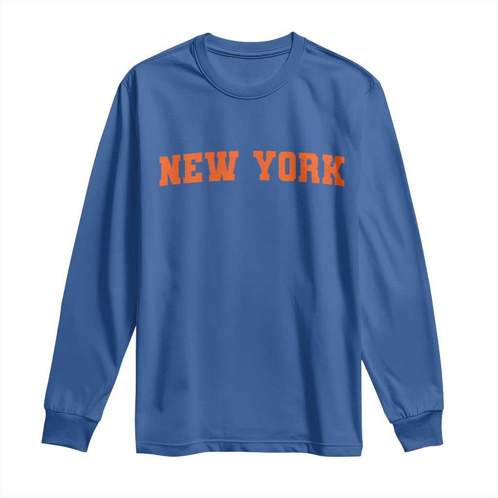 New York Long Sleeve Shirt Vintage Varsity Sports Throwback Design
