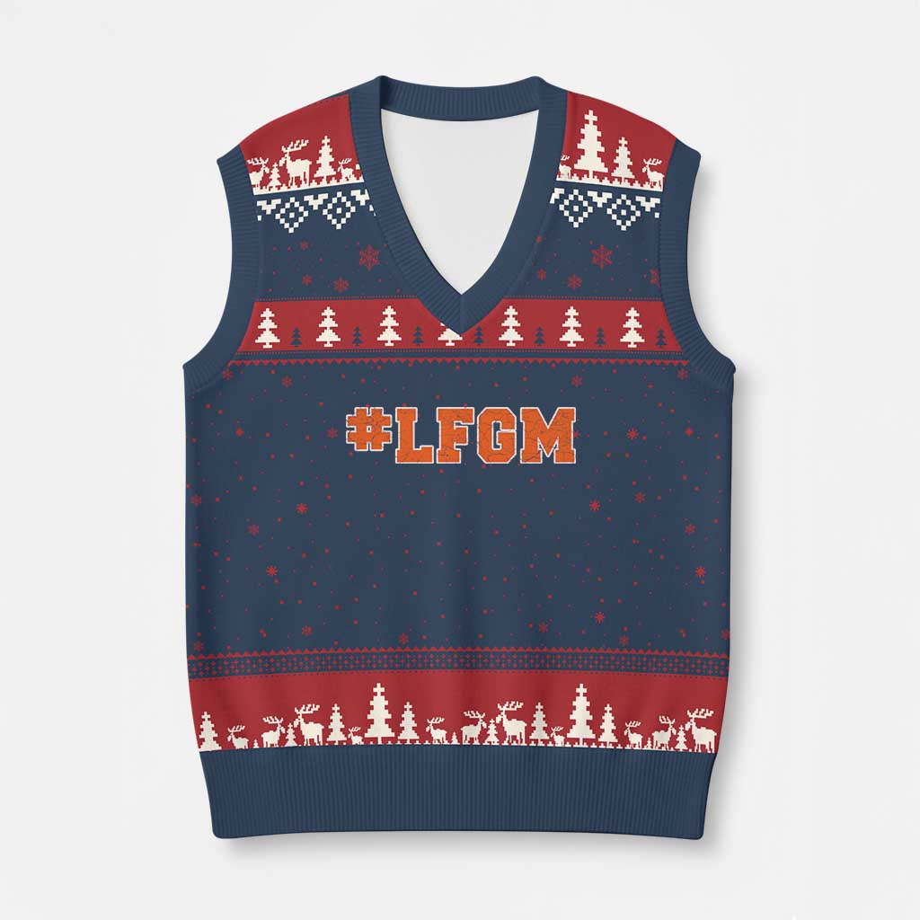 LFGM V-Neck Knit Sweater Vest Vintage Retro Throwback Design