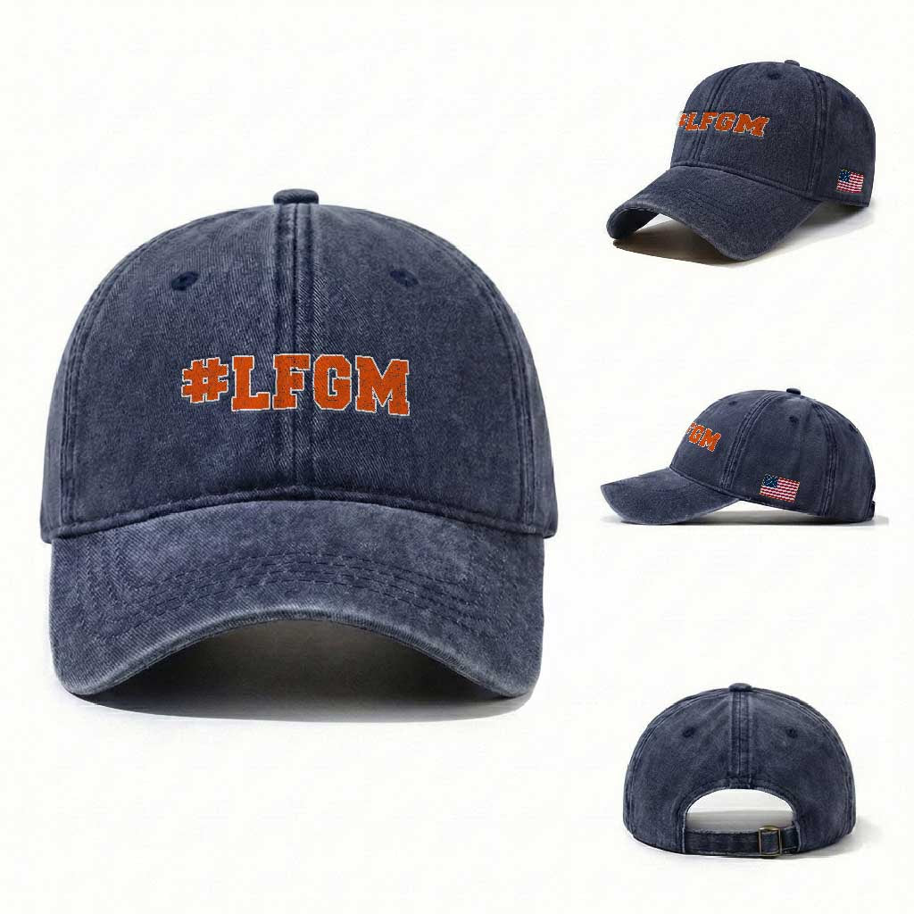 LFGM Washed Cotton Baseball Cap Vintage Retro Throwback Design