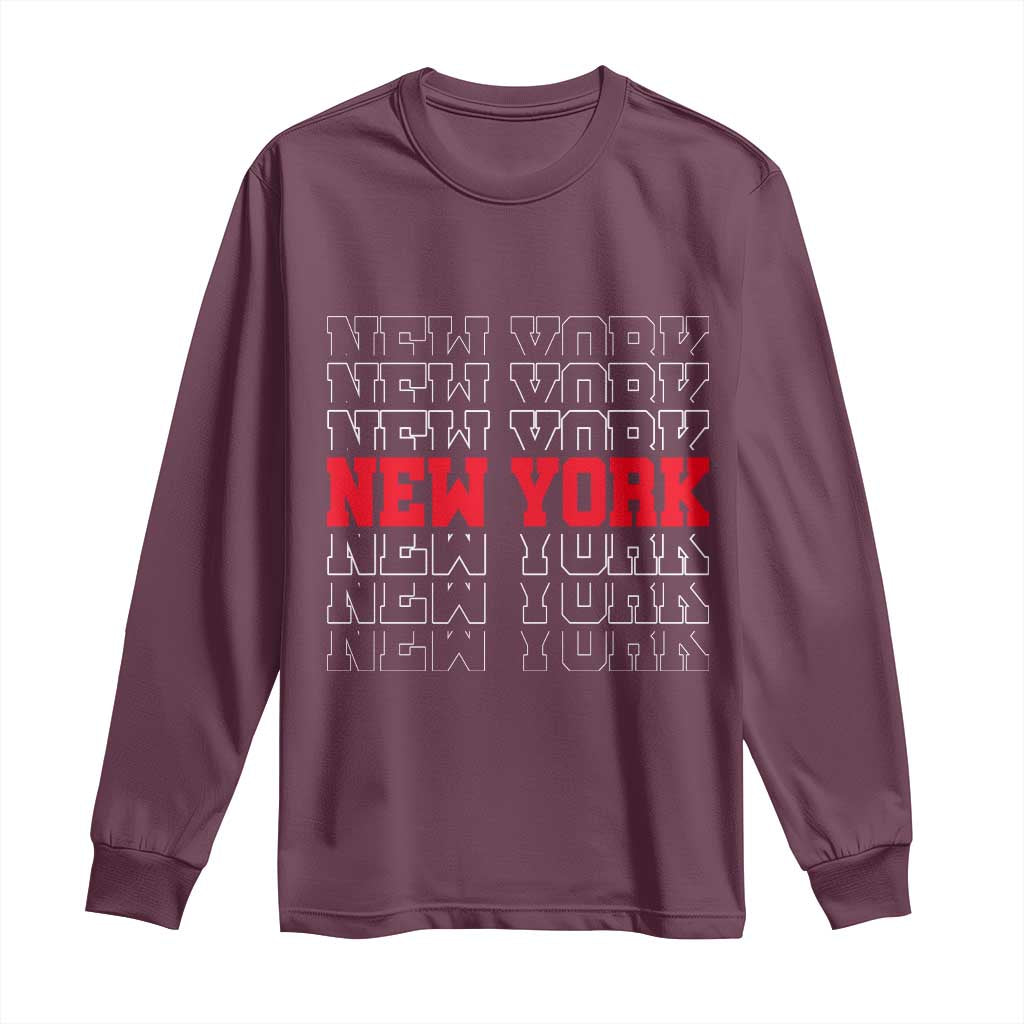 New York Vintage Long Sleeve Shirt State Pride Classic Throwback Design