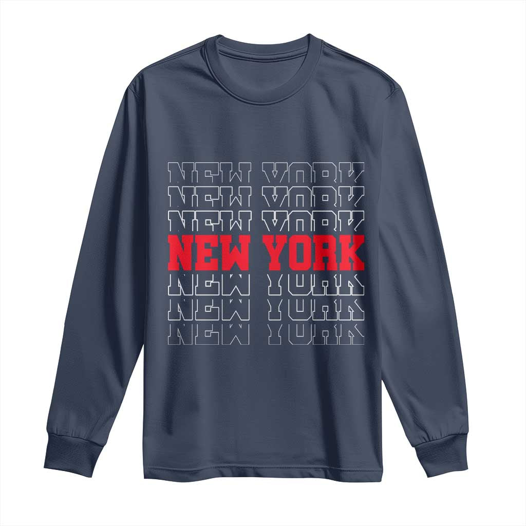 New York Vintage Long Sleeve Shirt State Pride Classic Throwback Design