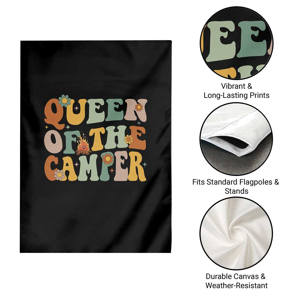 Camper Queen Garden Flag Retro Groovy Funny Women Girls RV Camping Lovers - Wonder Print Shop