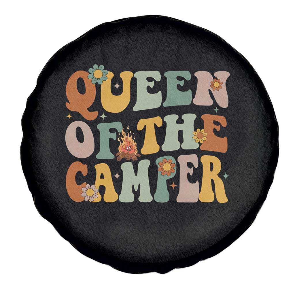 Camper Queen Spare Tire Cover Retro Groovy Funny Women Girls RV Camping Lovers - Wonder Print Shop
