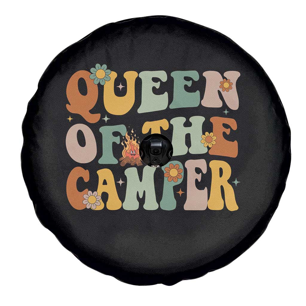 Camper Queen Spare Tire Cover Retro Groovy Funny Women Girls RV Camping Lovers - Wonder Print Shop