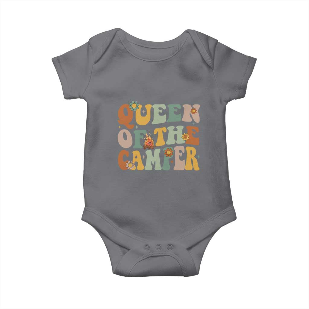 Camper Queen Baby Onesie Retro Groovy Funny Women Girls RV Camping Lovers - Wonder Print Shop