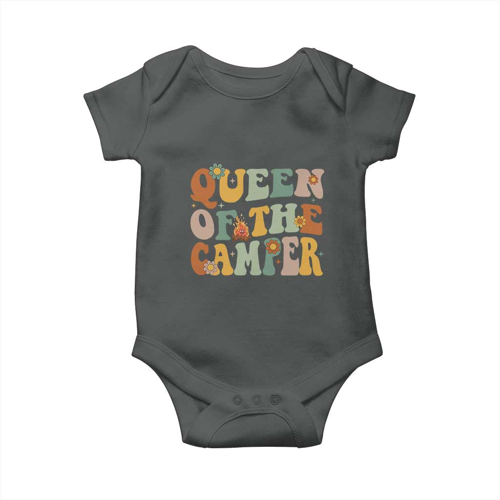 Camper Queen Baby Onesie Retro Groovy Funny Women Girls RV Camping Lovers - Wonder Print Shop
