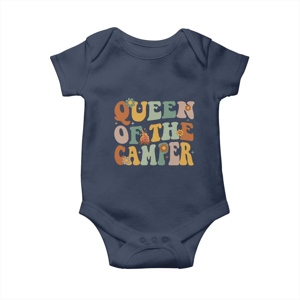 Camper Queen Baby Onesie Retro Groovy Funny Women Girls RV Camping Lovers - Wonder Print Shop