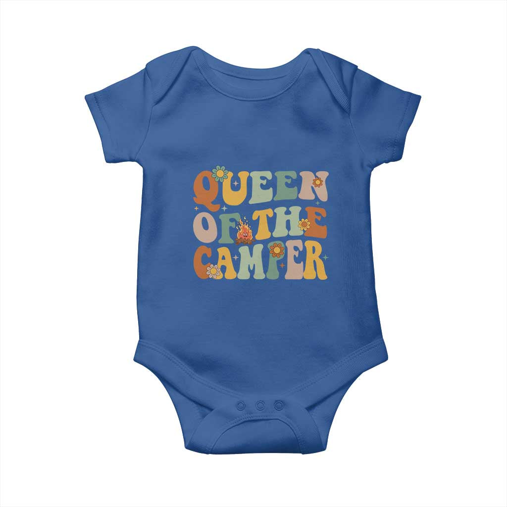 Camper Queen Baby Onesie Retro Groovy Funny Women Girls RV Camping Lovers - Wonder Print Shop