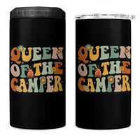 Camper Queen 4 in 1 Can Cooler Tumbler Retro Groovy Funny Women Girls RV Camping Lovers - Wonder Print Shop