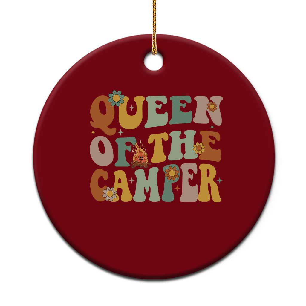 Camper Queen Ceramic Ornament Retro Groovy Funny Women Girls RV Camping Lovers - Wonder Print Shop