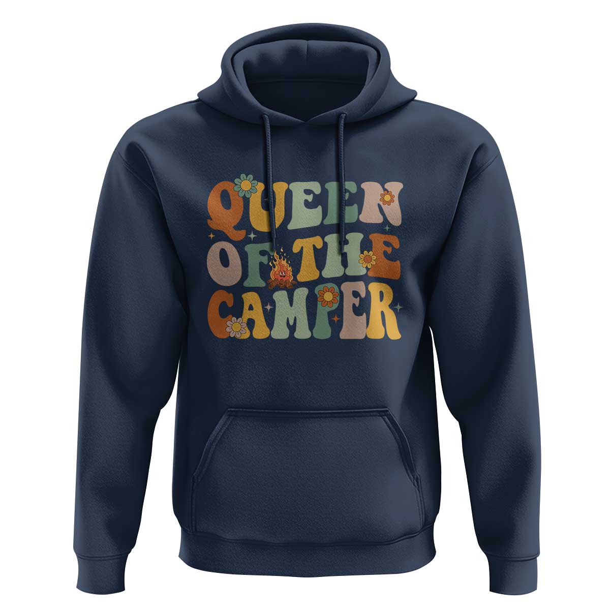 Camper Queen Hoodie Retro Groovy Funny Women Girls RV Camping Lovers - Wonder Print Shop