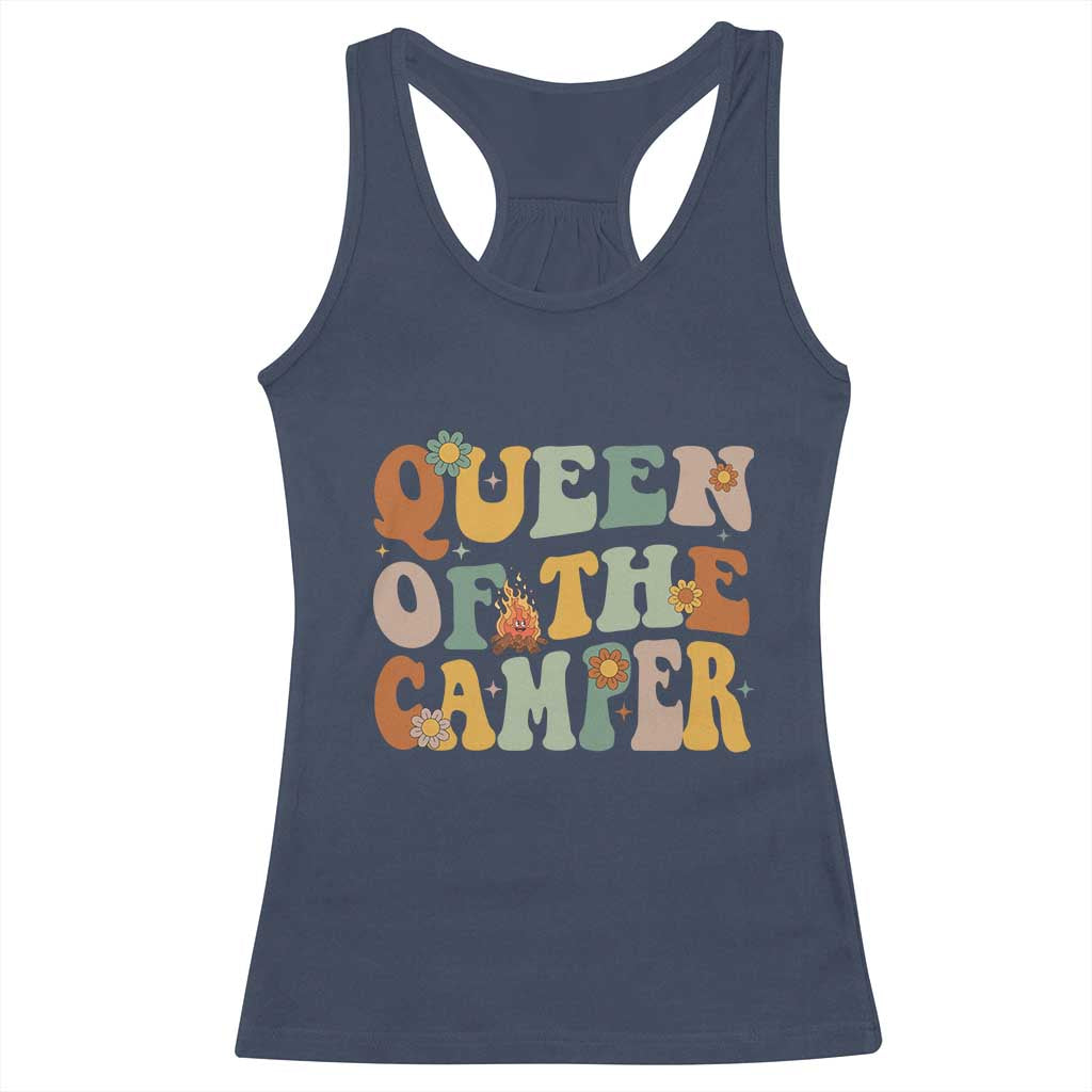 Camper Queen Racerback Tank Top Retro Groovy Funny Women Girls RV Camping Lovers - Wonder Print Shop