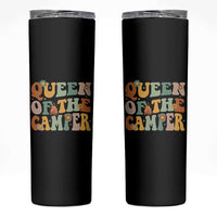 Camper Queen Skinny Tumbler Retro Groovy Funny Women Girls RV Camping Lovers - Wonder Print Shop