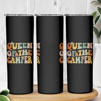 Camper Queen Skinny Tumbler Retro Groovy Funny Women Girls RV Camping Lovers - Wonder Print Shop