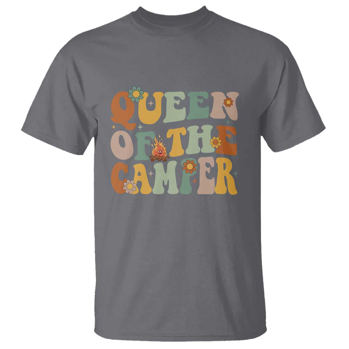 Camper Queen T Shirt Retro Groovy Funny Women Girls RV Camping Lovers - Wonder Print Shop