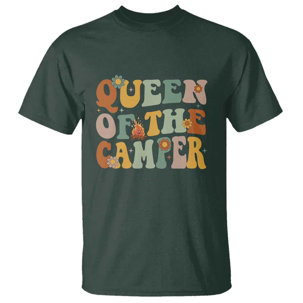 Camper Queen T Shirt Retro Groovy Funny Women Girls RV Camping Lovers - Wonder Print Shop