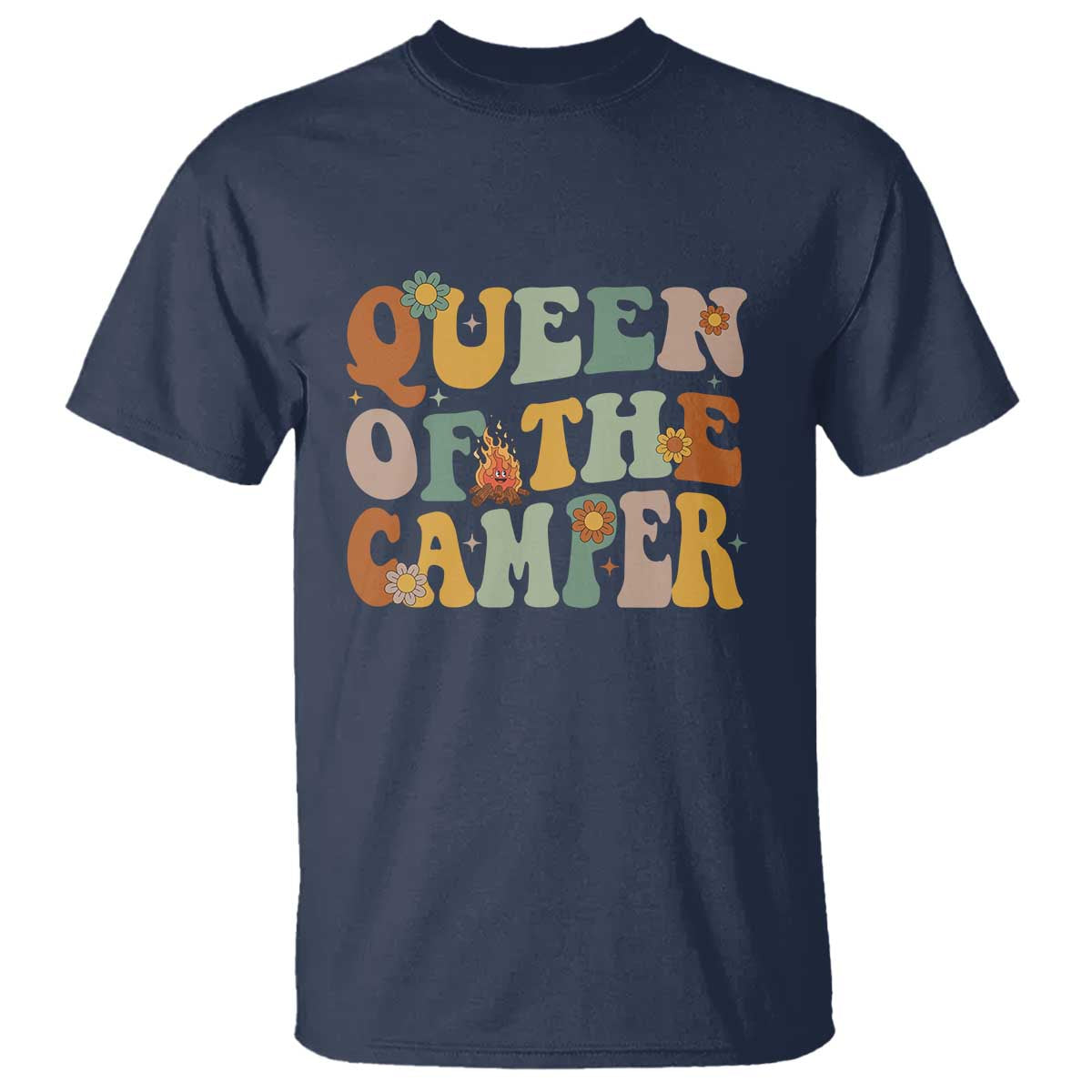 Camper Queen T Shirt Retro Groovy Funny Women Girls RV Camping Lovers - Wonder Print Shop