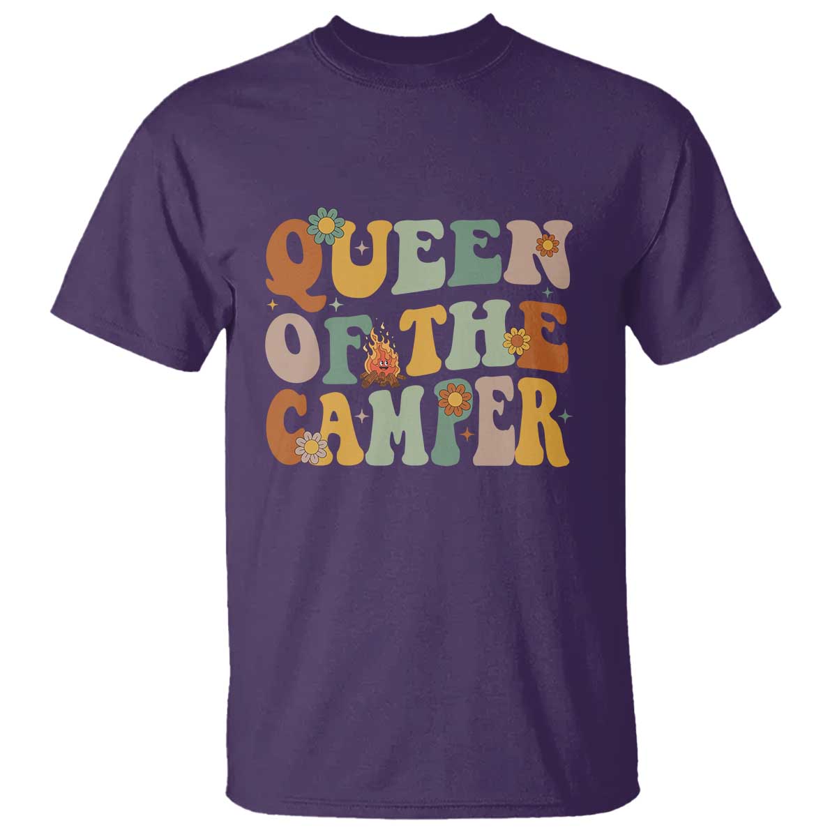 Camper Queen T Shirt Retro Groovy Funny Women Girls RV Camping Lovers - Wonder Print Shop