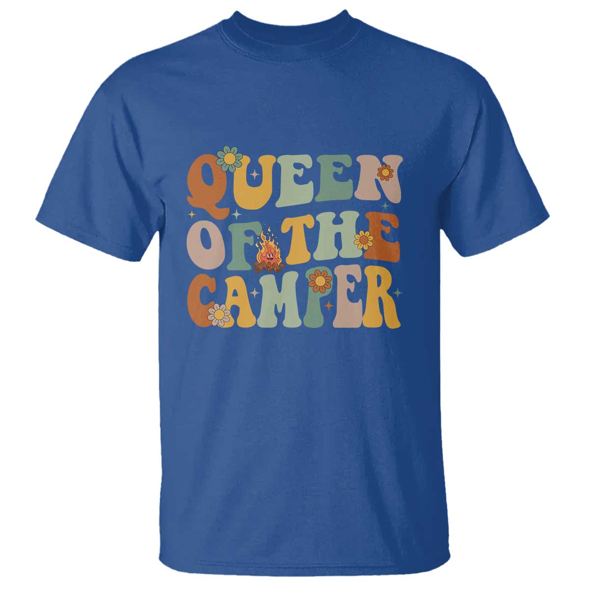 Camper Queen T Shirt Retro Groovy Funny Women Girls RV Camping Lovers - Wonder Print Shop