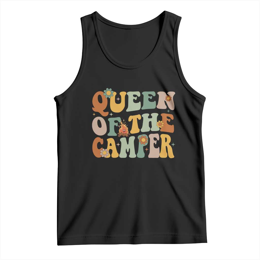 Camper Queen Tank Top Retro Groovy Funny Women Girls RV Camping Lovers - Wonder Print Shop