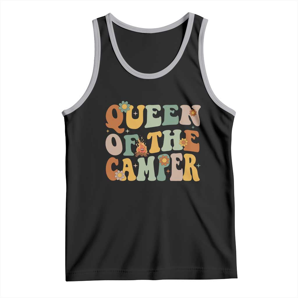 Camper Queen Tank Top Retro Groovy Funny Women Girls RV Camping Lovers - Wonder Print Shop