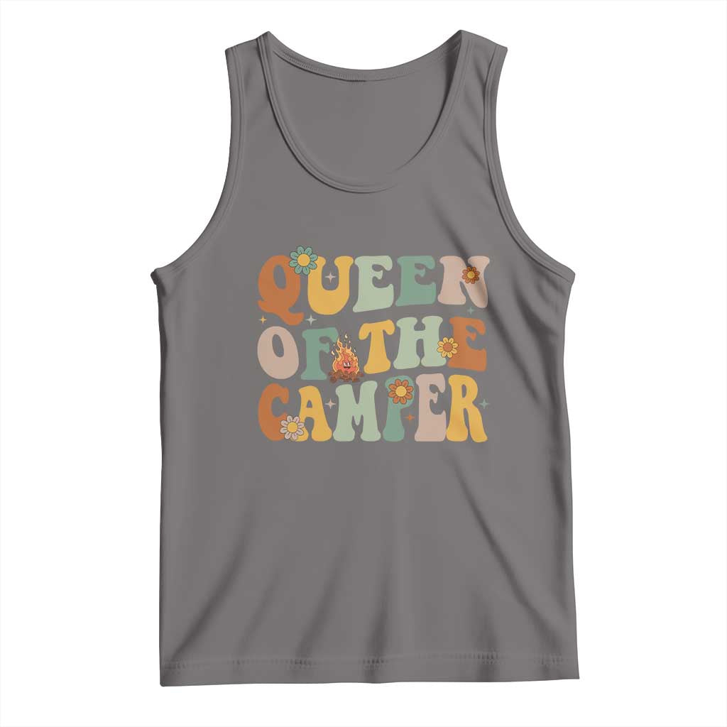 Camper Queen Tank Top Retro Groovy Funny Women Girls RV Camping Lovers - Wonder Print Shop
