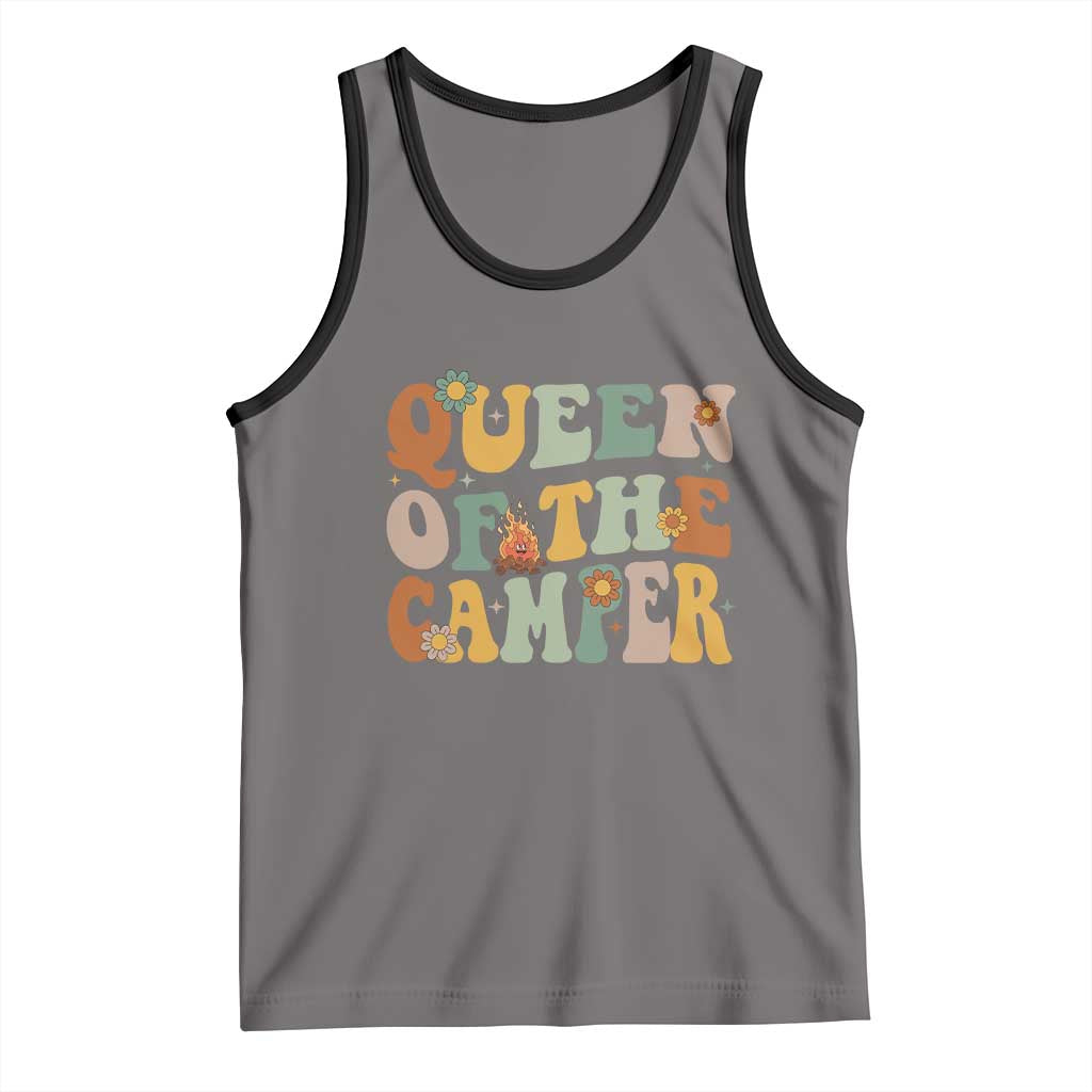 Camper Queen Tank Top Retro Groovy Funny Women Girls RV Camping Lovers - Wonder Print Shop