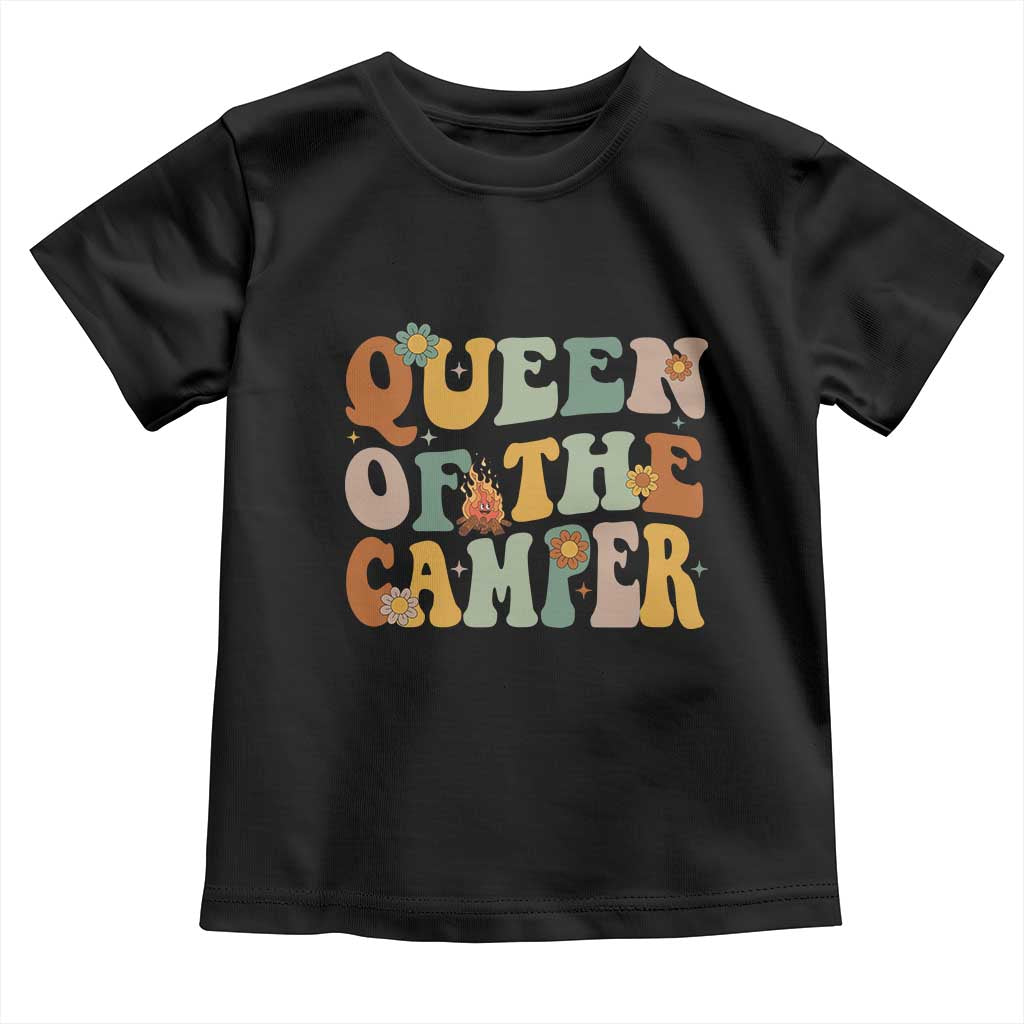 Camper Queen Toddler T Shirt Retro Groovy Funny Women Girls RV Camping Lovers - Wonder Print Shop