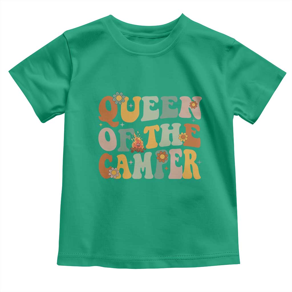 Camper Queen Toddler T Shirt Retro Groovy Funny Women Girls RV Camping Lovers - Wonder Print Shop