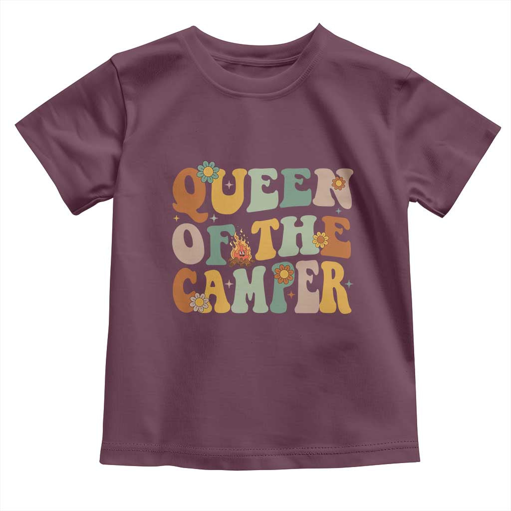 Camper Queen Toddler T Shirt Retro Groovy Funny Women Girls RV Camping Lovers - Wonder Print Shop