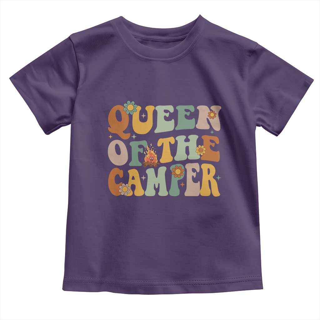 Camper Queen Toddler T Shirt Retro Groovy Funny Women Girls RV Camping Lovers - Wonder Print Shop