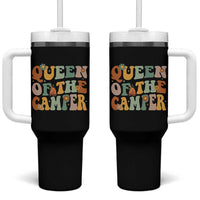 Camper Queen Tumbler With Handle Retro Groovy Funny Women Girls RV Camping Lovers - Wonder Print Shop