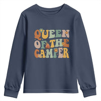 Camper Queen Youth Sweatshirt Retro Groovy Funny Women Girls RV Camping Lovers - Wonder Print Shop