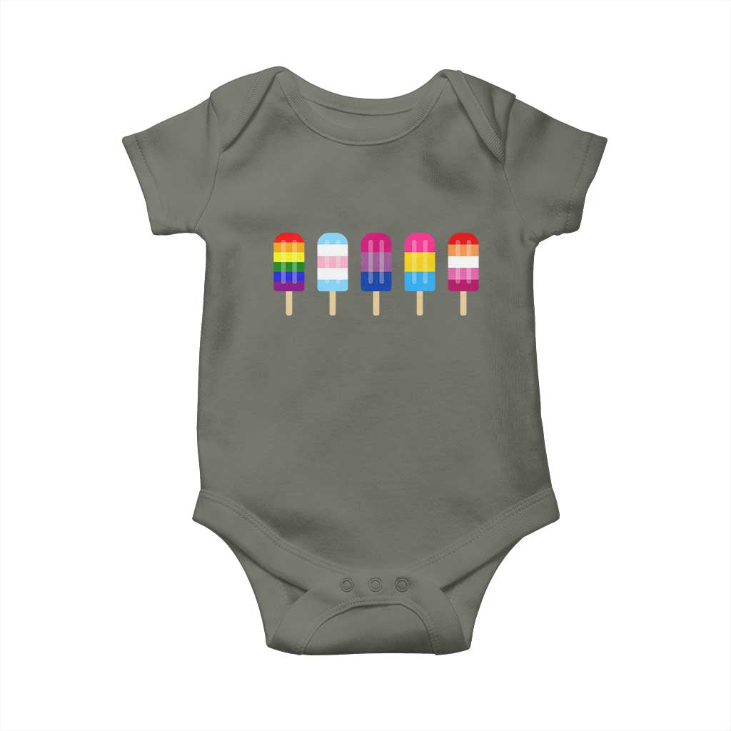 LGBT Rainbow Popsicles Baby Onesie Summer Ice Cream LGBTQ Pride Ally - Wonder Print Shop